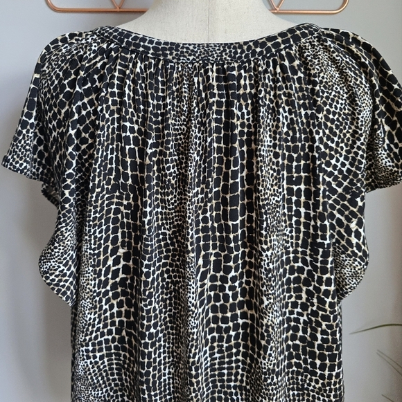 Banana Republic, New Animal Leopard Print Pleated Jersey Blouse Shirt Size XL - Picture 7 of 12